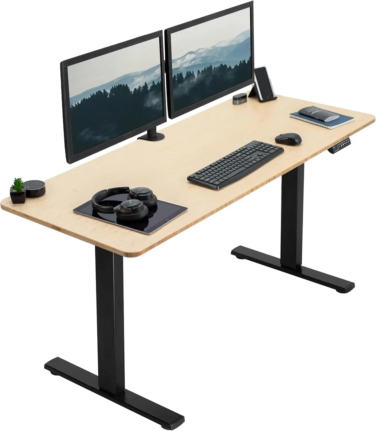 Electric 60 x 24 inch Real Bamboo Standing Desk Workstation, Memory Controller Height Adjustment, 1B Series,DESK-KIT-1B6O