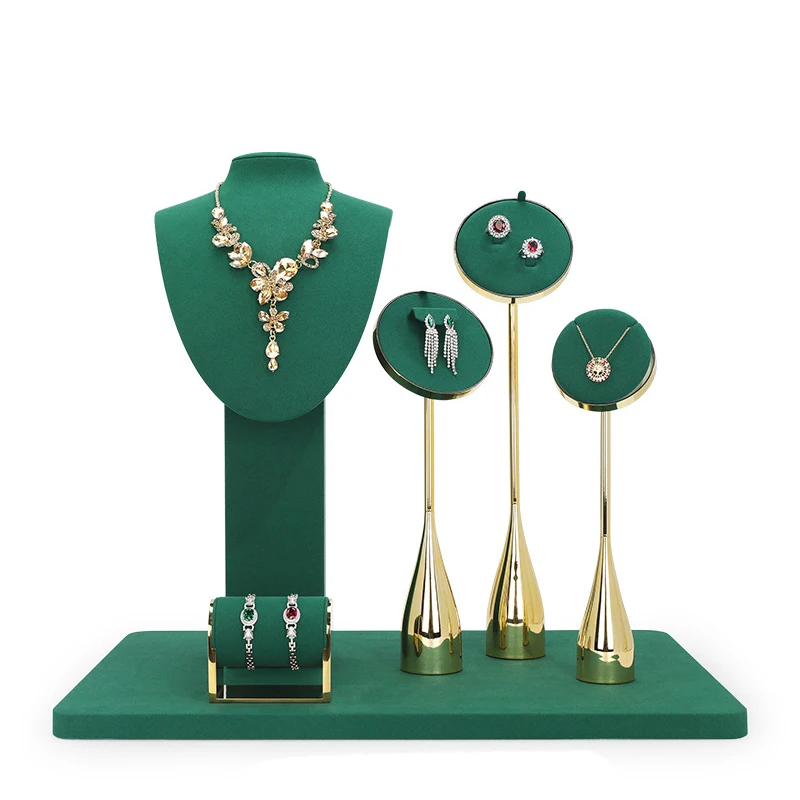 

Реквизит для демонстрации ювелирных изделий, зеленые стойки для ювелирных изделий, ожерелье, серьги, браслет, высококачественная подставка для ювелирных изделий