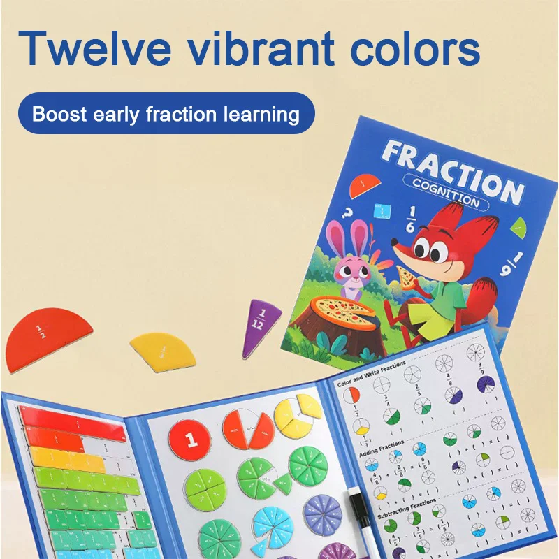 Giocattolo didattico per frazioni magnetiche per bambini - Disco matematico educativo ripiegabile con puzzle con partizione visiva