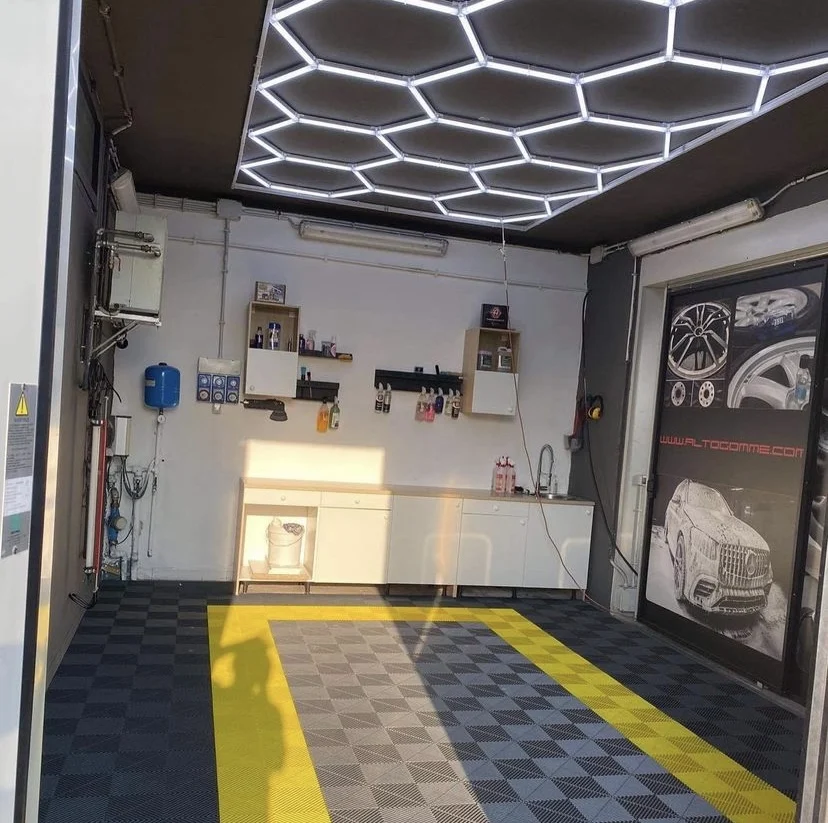 Customized Car Detailing Work Light for Bar Car Wash Station 110v 220v Garage Ceiling Hexagonal Led