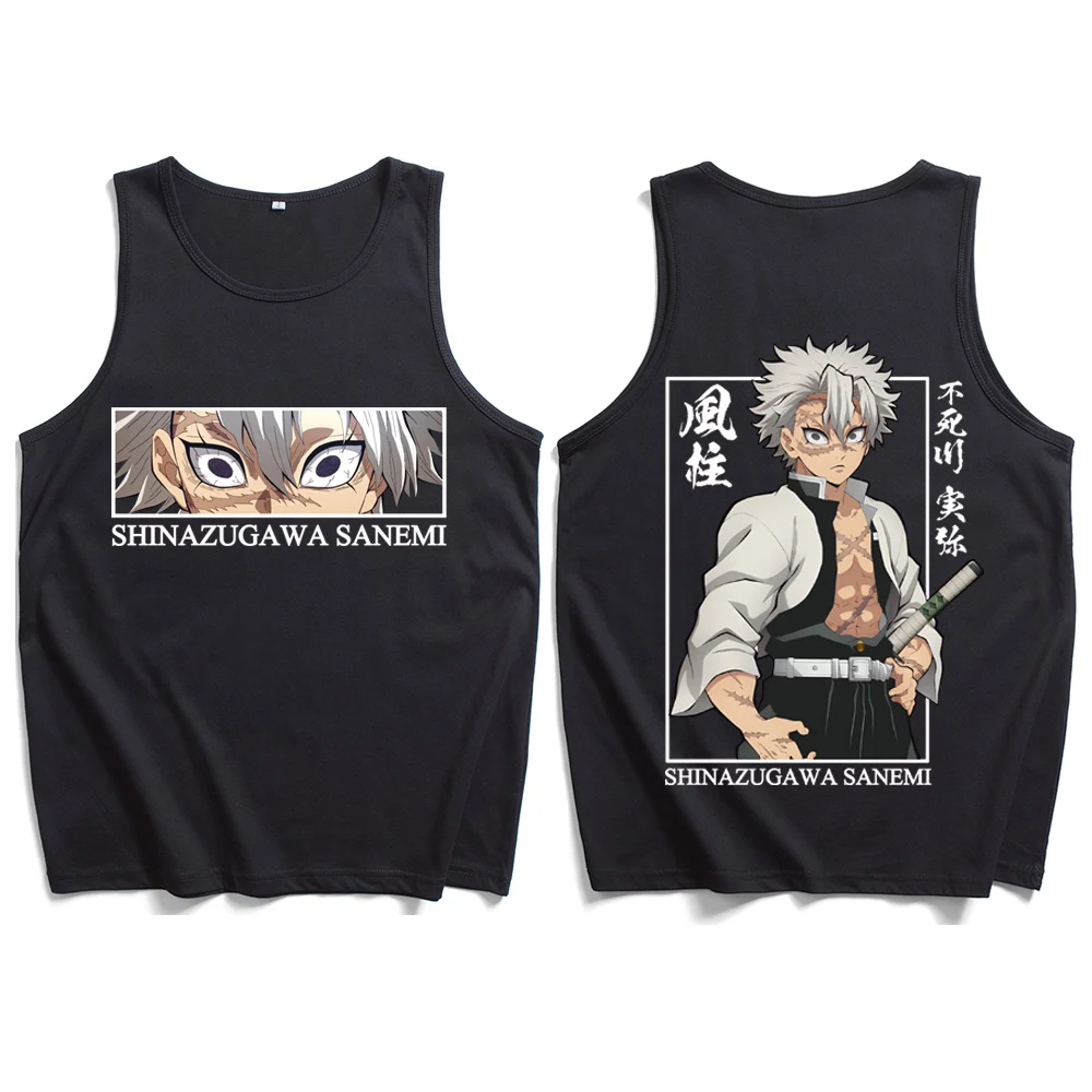 

Anime Demon Slayer Shinazugawa Sanemi Tank Tops Vest Cousins Beach Shirt Casual Sleeveless Fans Gift T-shirt