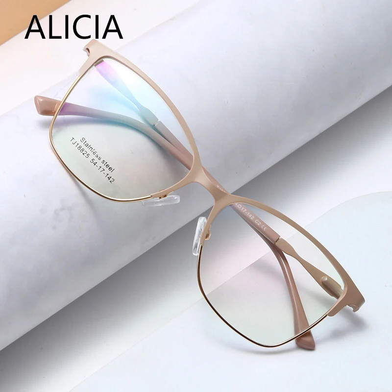 

Woman Optical Prescription Eyeglasses Frame Ultra Light Alloy Eyewear Fashion New Spectacle Butterfly Cat Eye Glasses TJ18804