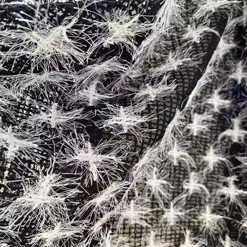 

Ткань с 3D-вышивкой одуванчиков, 1 ярд, для свадебных платьев, ципао, сетчатая ткань для одежды