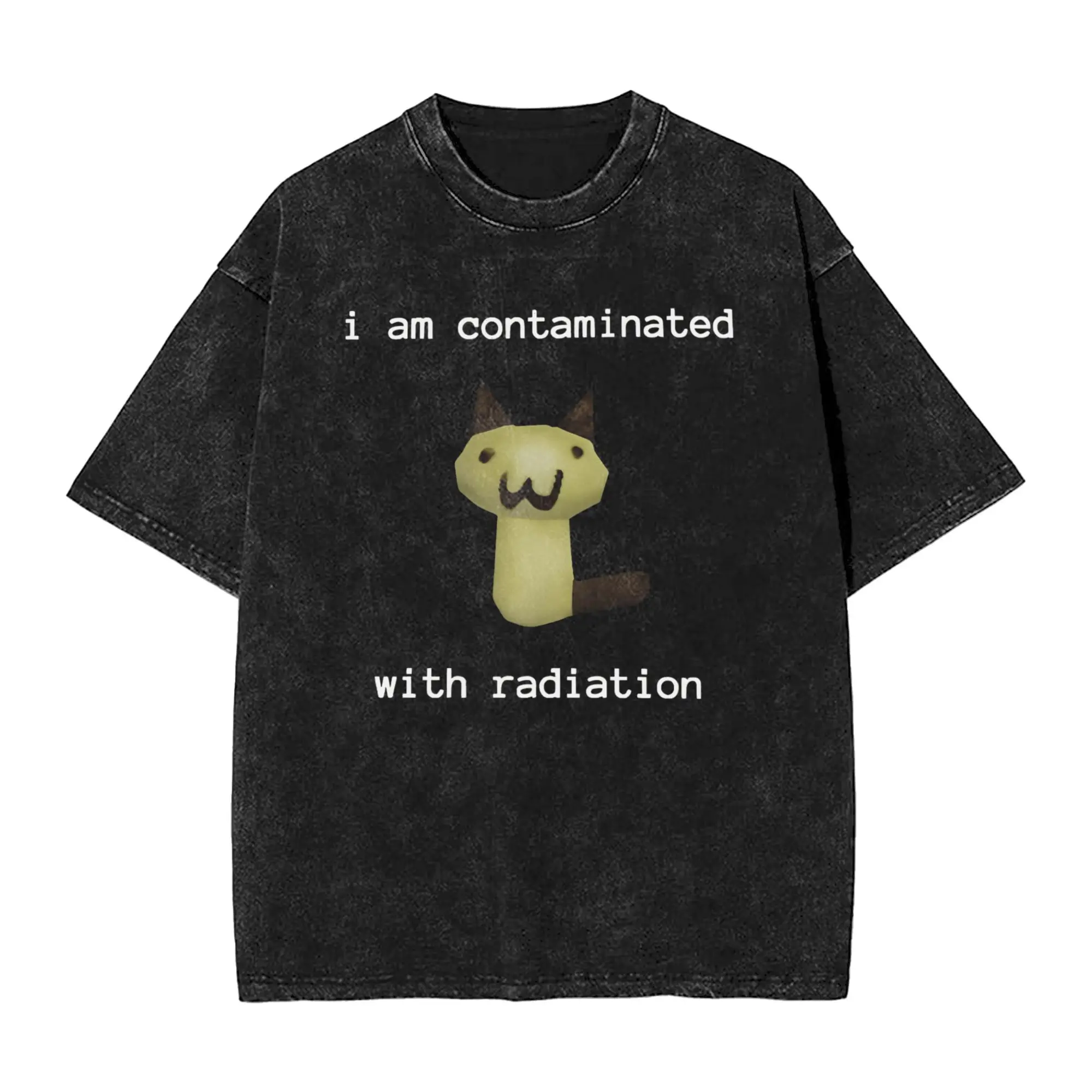 

I Am Contaminated with Radiation Japanese Cat T-Shirts for Men Awesome Cotton Tees Crew Neck T Shirt Graphic Printed Clothing