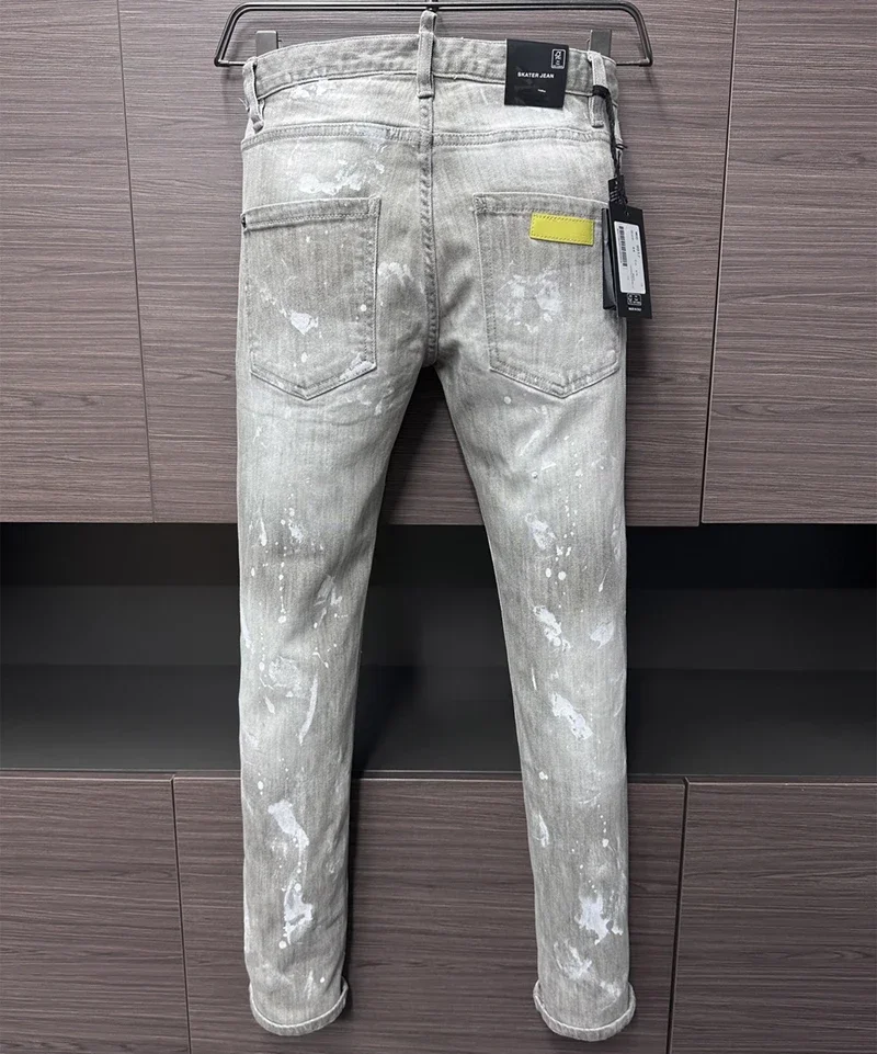 fashion BRAND DSQ Men Jeans Denim Pants New Design slim Coolguy Cotton grey Printed Pocket Slender Stretch D2 jeans pant 9917