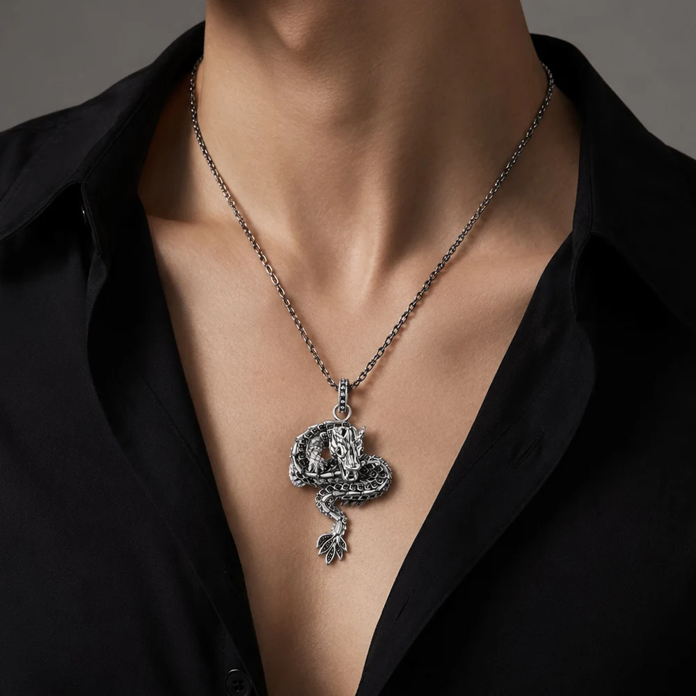 Pendant Dragon Black Brand Fashion Jewelry Europe 925 Sterling Silver Accessories Gift For Woman & Men