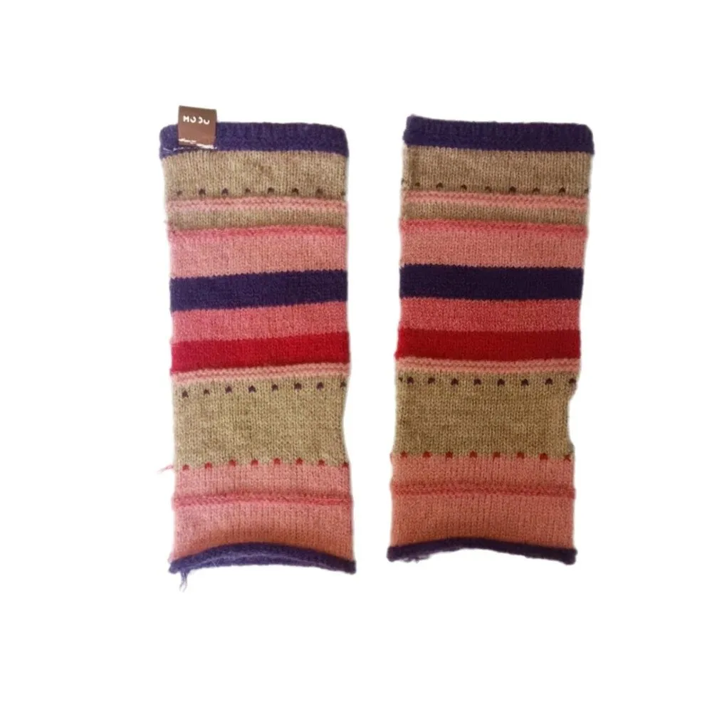 Love Heart Colorful Striped Fingerless Gloves Writing Work Gloves Hand Warmer Accessories Retro Women Gloves Soft