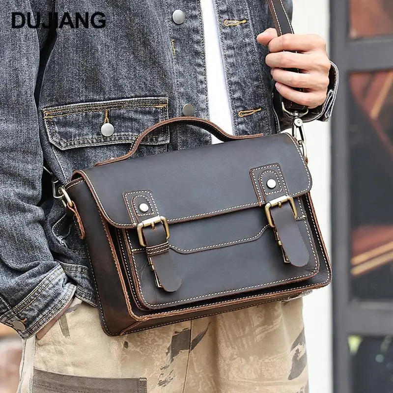 

Retro Mad Leather Men's Casual Square oulder Bag Commuter Crossbody Bag Leather Goods Men's Bag Commuter Handbag