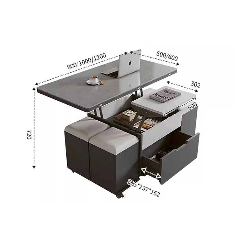 طاولات القهوة الحديثة متعددة الوظائف رفع تصميم علوي تخزين طاولات القهوة المميزة فريدة من نوعها العصرية ميسا سنترو الأثاث القابل للرفع