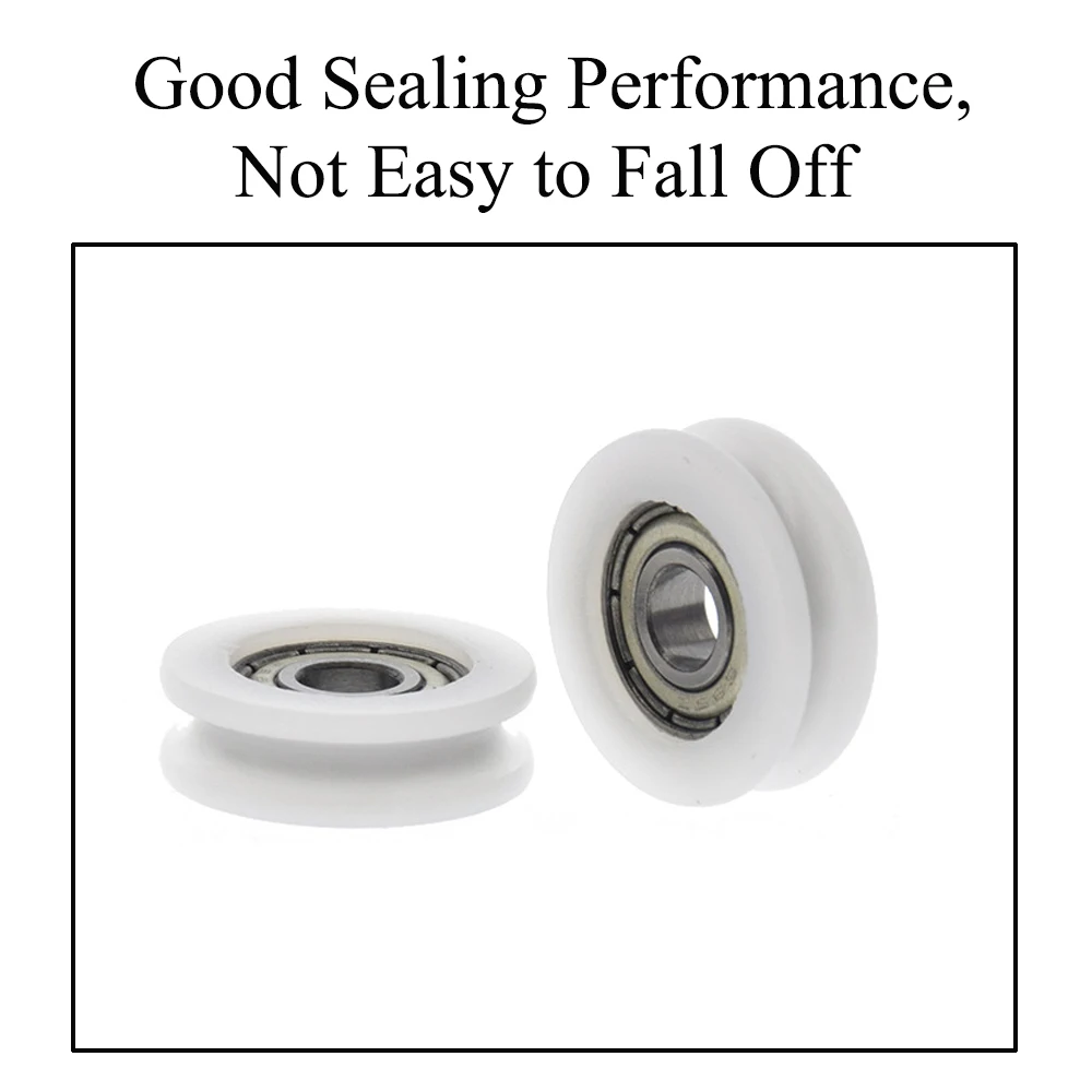 1pcs U Groove Roller 695 Bearing Round Pulley White POM Follower Pulley Wheel for Cupboard and Sliding Roller Window Wheel
