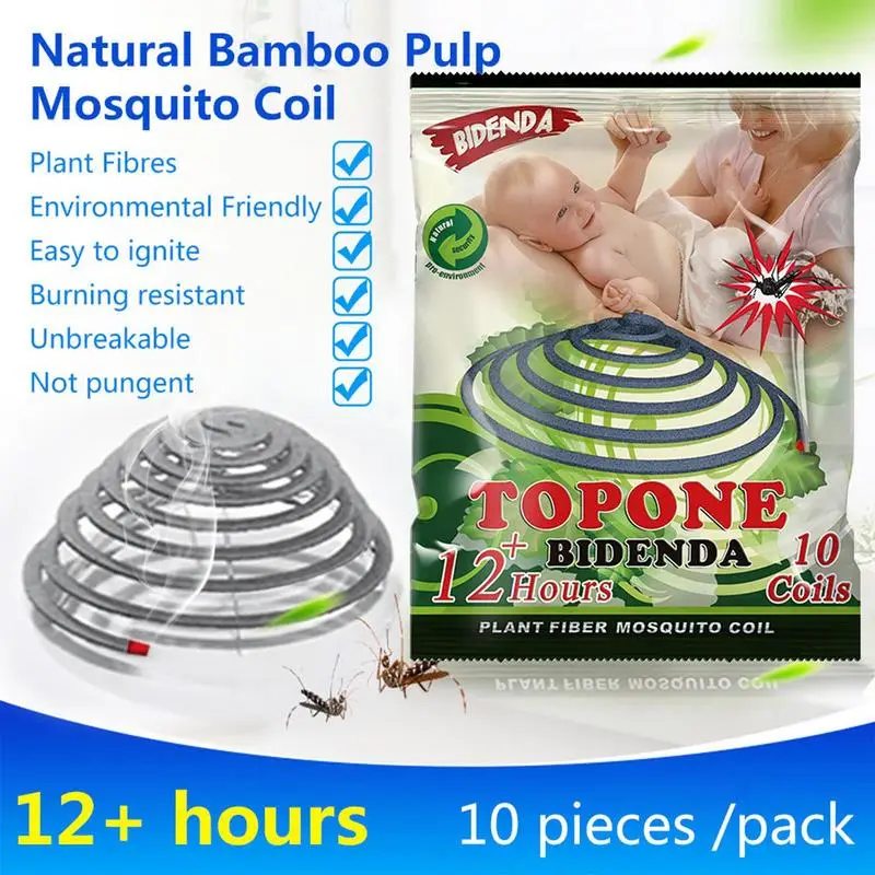 Bobina de incienso para mosquitos, 10 piezas, repele mosquitos, 12 horas de protección, papel para aromaterapia