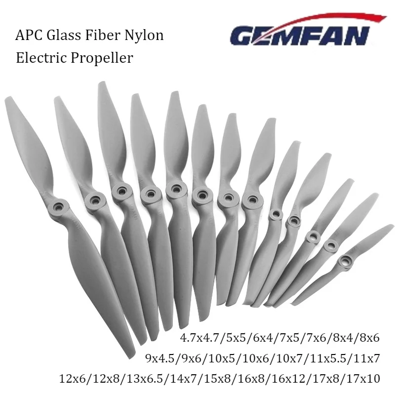 1/2PCS Gemfan APC Fibra di vetro Nylon Elica 5x5/6x4/7x5/8x4/8x6/9x6/10x5/10x7/11x5.5/12x6/13x6.5/14x7/16x8/17x10 Elettrico Prop