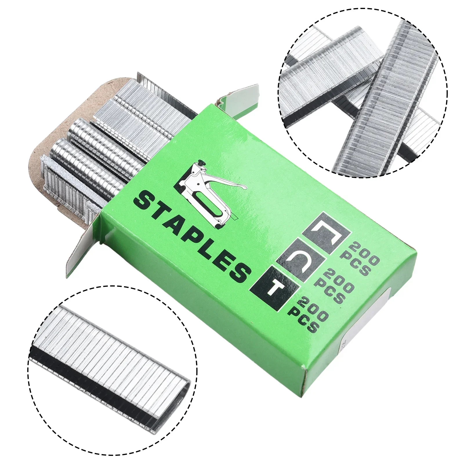 600pcs Staples Nails U/Door/T Shaped Nail Gun Shaped Stapler Heavy Duty For Wood Furniture DIY Home Household Use Gardening