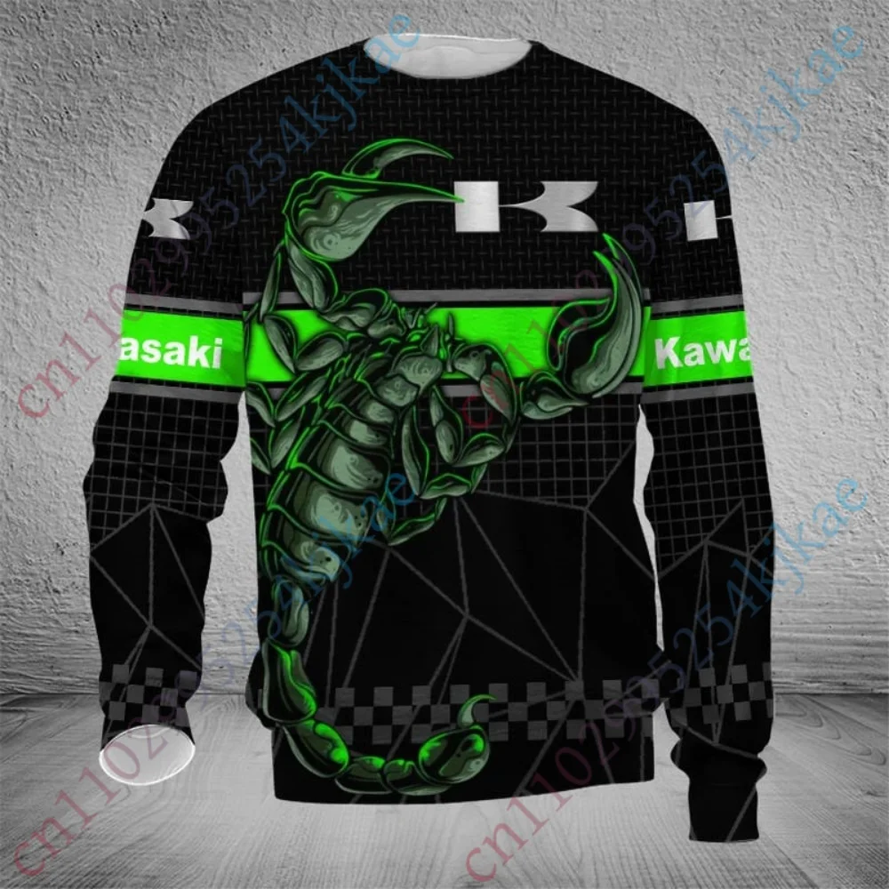 

New Kawasaki Long Sleeve T Shirt For Men's Clothing Anime Round Neck Sweatshirt Tee Harajuku Oversized T-shirt Top Casual Unisex