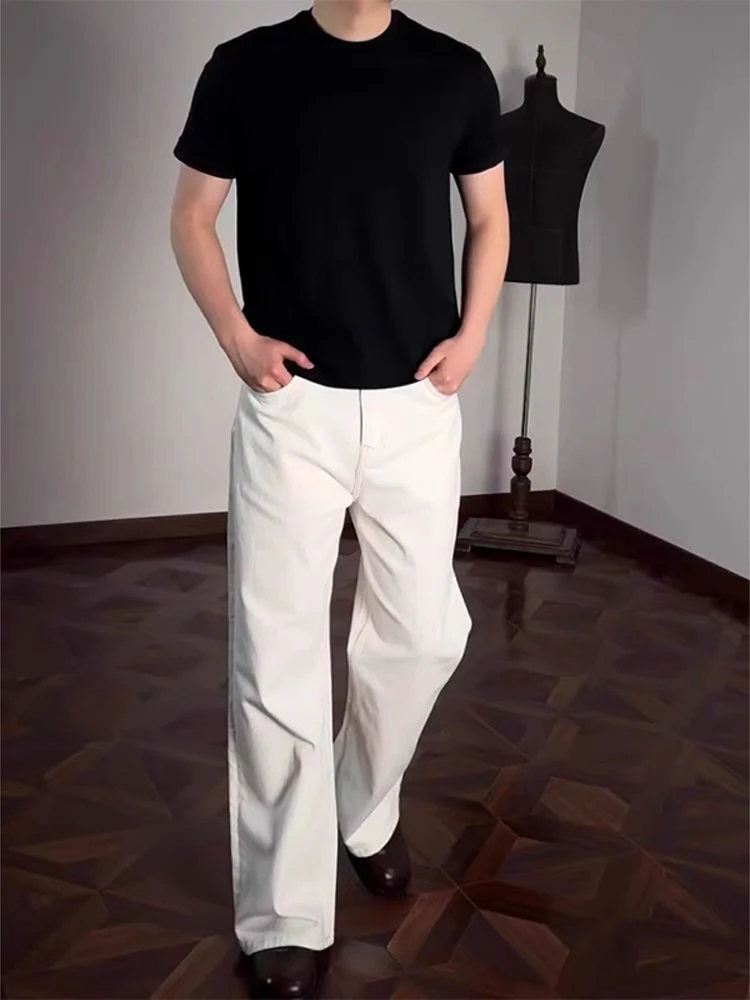 

Cleanfit белые прямые джинсы с ножом, мужские широкие брюки в американском стиле High Street Sle, утягивающие повседневные брюки Bootcut