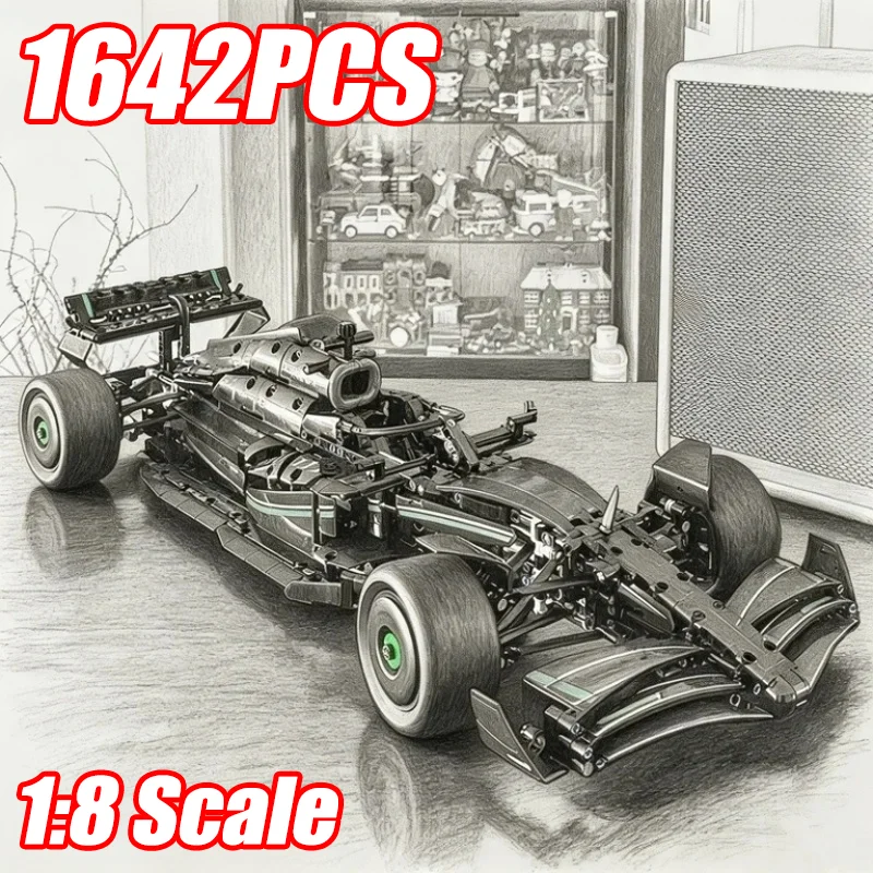 2026 New Technical 1642PCS 1:8 Scale W14 E Race Car Assembly Building Block MOC Model Sport Car Advanced Construction Brick Gift