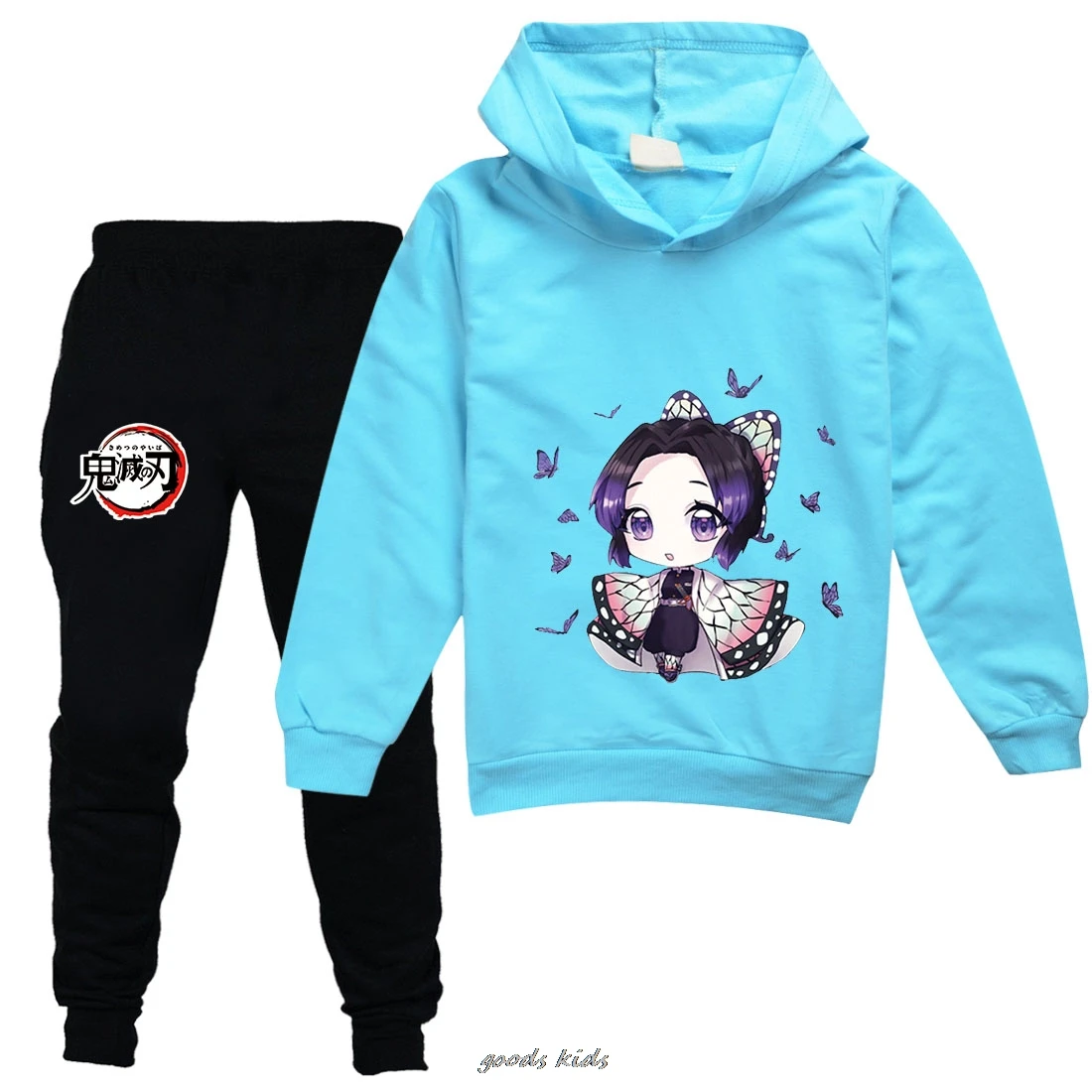 Hot Demon Slayer Spring and Autumn New Boys and Girls Hooded Sweatshirt, 2-16 Year Old Fashion Casual Sweatshirt Top+Pants