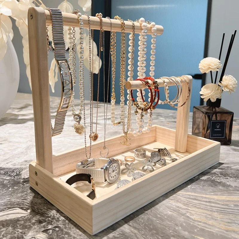 Wooden jewelry stand, luxurious bracelet display stand, vintage women's necklace organizer, desktop decorative jewelry storage s - view 4