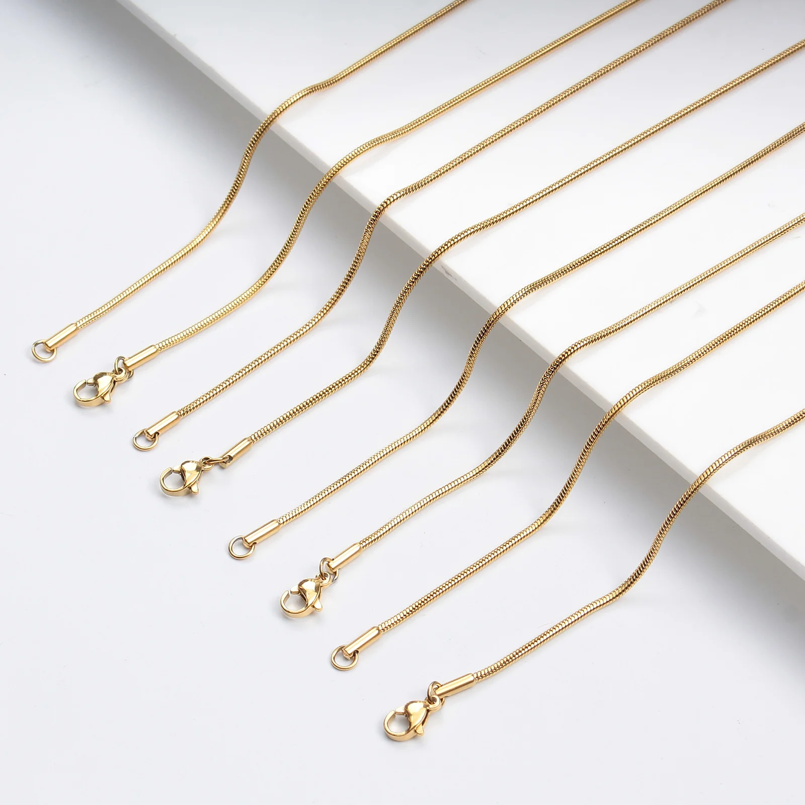 45/50/55/60cm Classic Gold Color Stainless Steel Snake Chain Necklace For Women Jewelry Birthday Daily Party Accessories