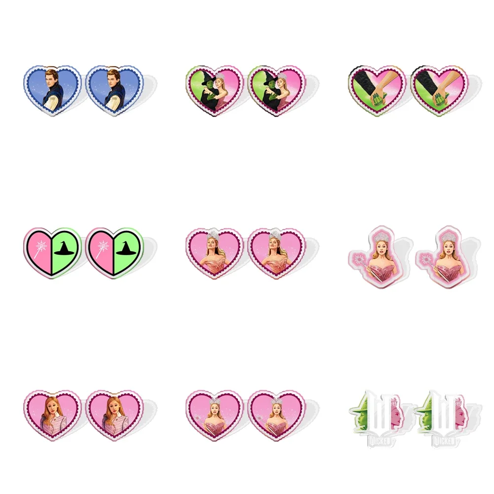 Wicked Movie Stud Earring Gedrukt Populaire Glinda Transparant Acryl Oorbellen Voor Vrouwen Meisje Festival Sieraden Geschenken Charme