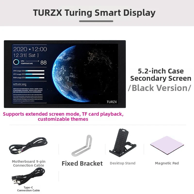 TURZX 5.2 Inch IPS Screen with 500 Nits Brightness for Desktop Extension and Standalone Media Display Applications