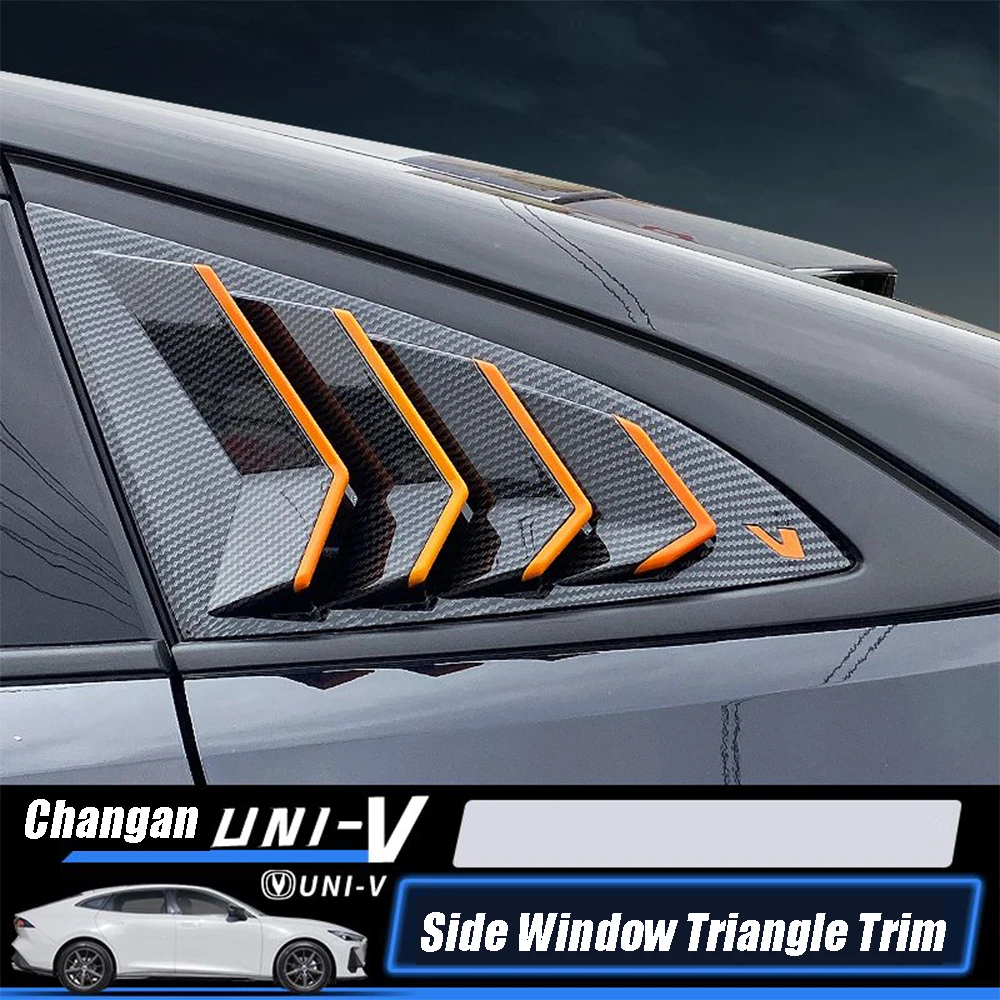 

For Changan UNIV UNI-V 2022-2024 Accessories Car Rear Spoiler Wing Side Window Triangle Shutters Trim Louver Cover Carbon Trim