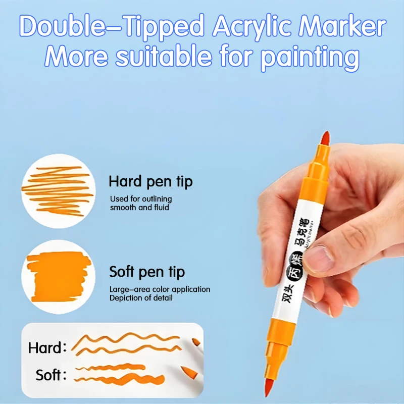 60-80 Colors Dual Tip Acrylic Marker Pens Set Brush Paint Markers Wood Ceramic Art Supplies for Kids for Rock Painting, Canvas