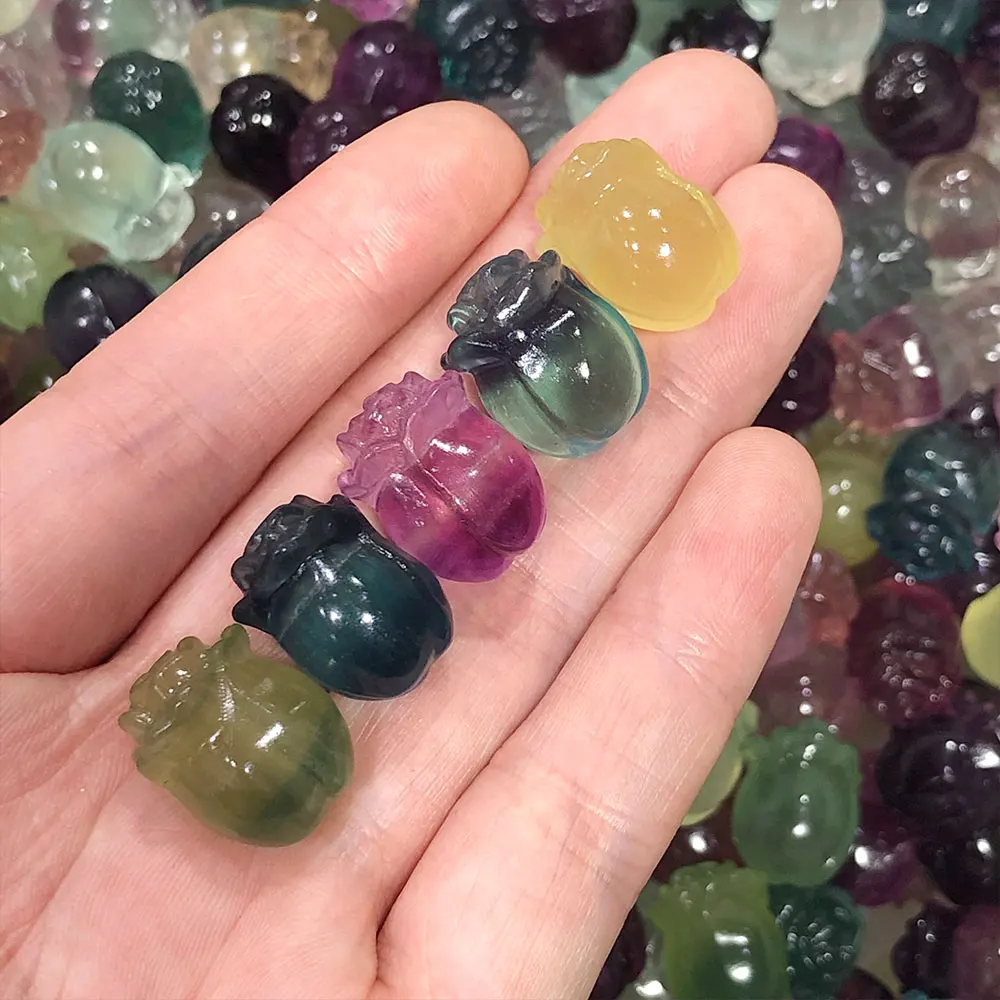 5pcs/Lot Natural Stones Fluorite Rose Flower Mini Carvings Crystals Crystal Gems Stone Home Room Decoration DIY Minerals Quartz