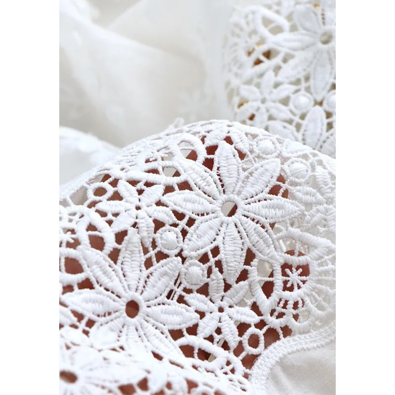 0.5meters 125cm Wide New Natural-white Cotton Cloth Openwork  3D Embroidery Lace Fabric Handmade DIY Clothes Sewing Accessories