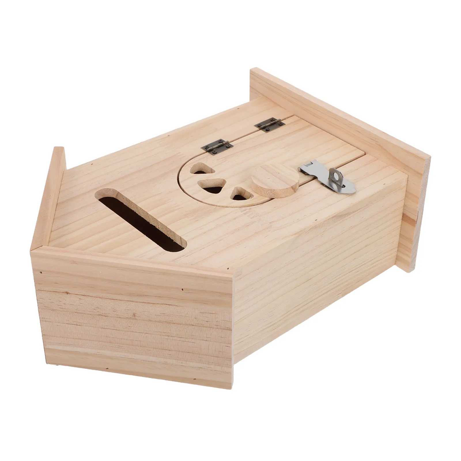 Locking Wall-Mount Mailbox Wood Shape Vintage Metal Mailbox Farmhouse Drop Box Security Suggestion Box for Home Office