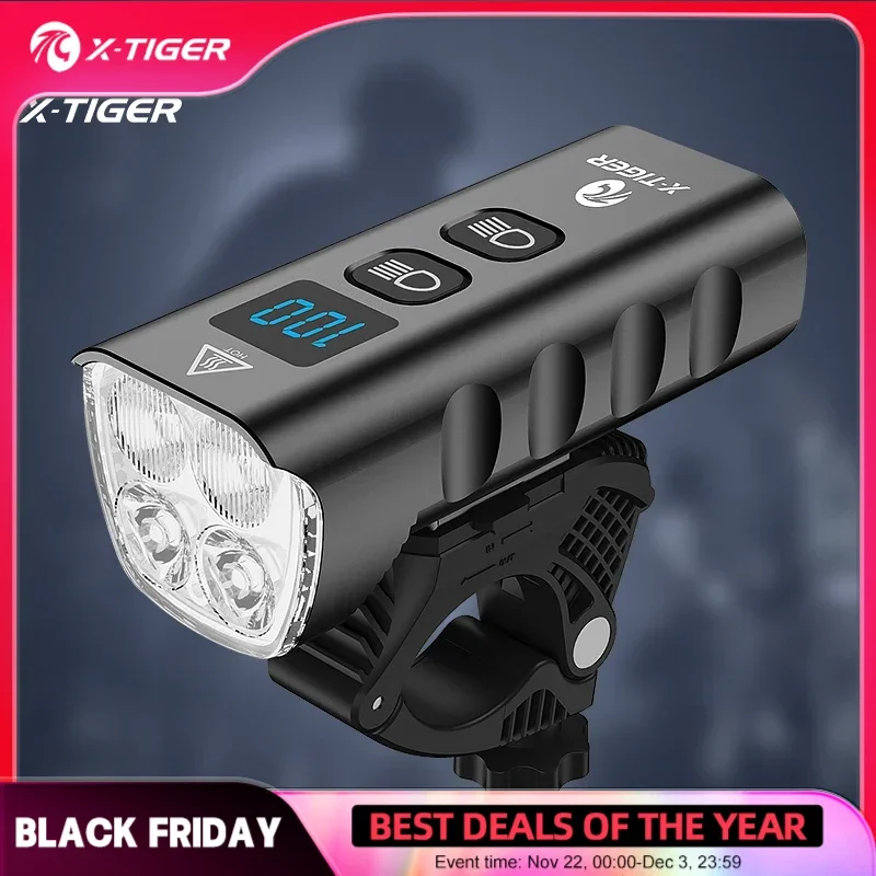 X-TIGER Bike Light USB Rechargeable 6400mAh Night Riding Super Bright MTB Front Lamp Headlight Aluminum Ultralight Flashlight