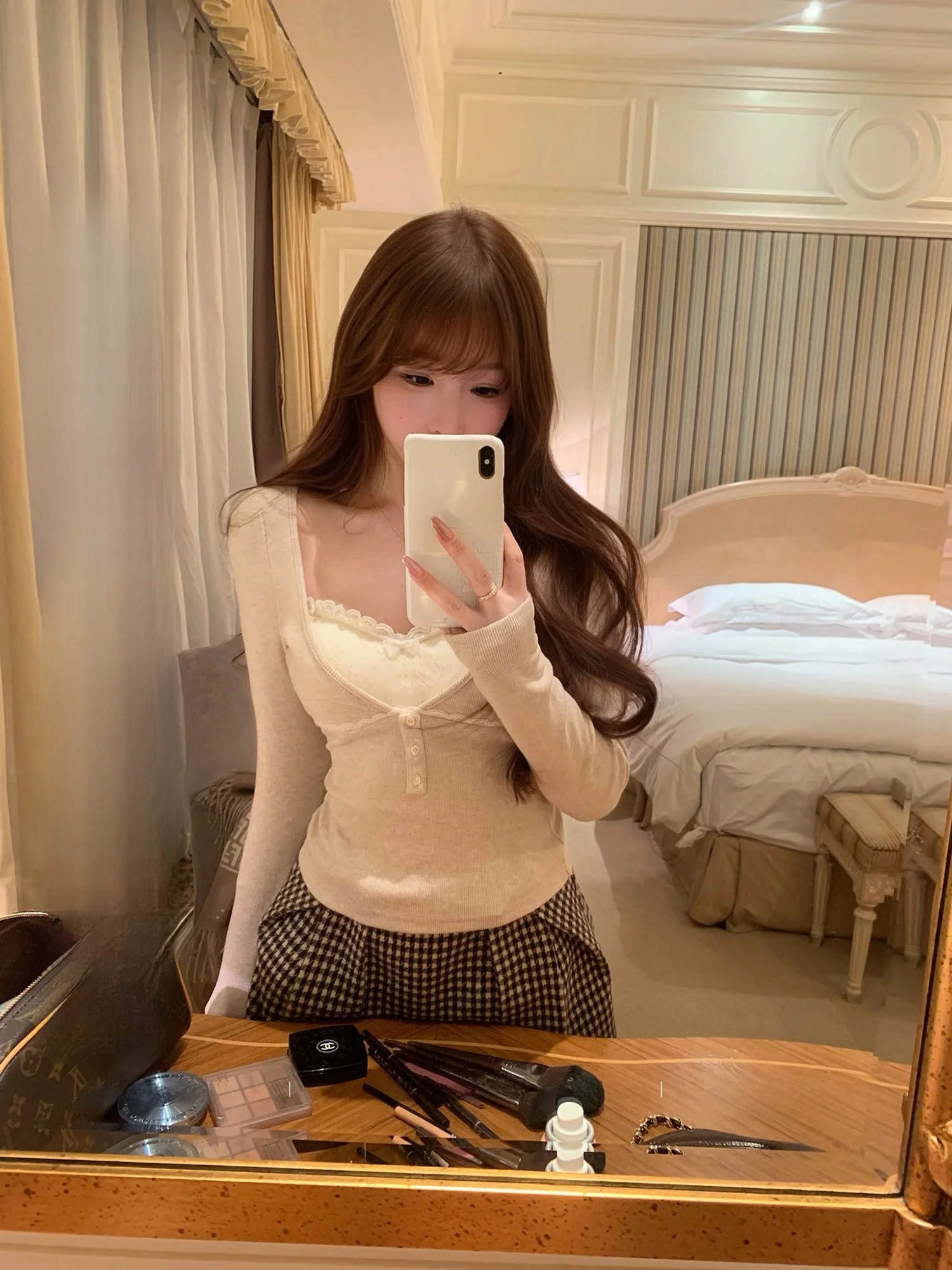 

Lukira Soft Knitted Long Sve T-irt Women's Removable Chest Pad Autumn Winter Inner Wear Slim Fit Top Casual Sle