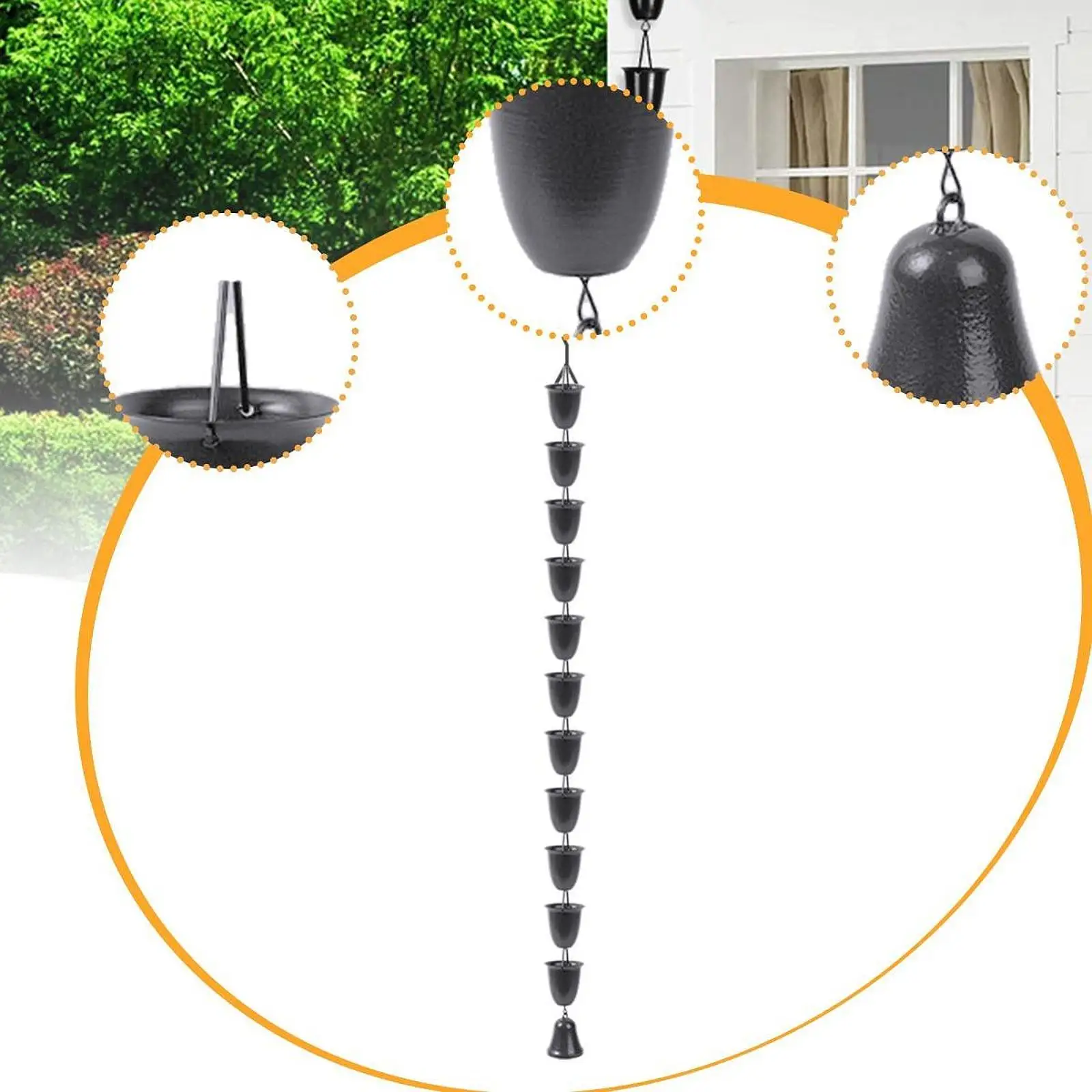 Rain Chain for Gutter Patio Garden Sheds Outside Roofs Replacement Downspout