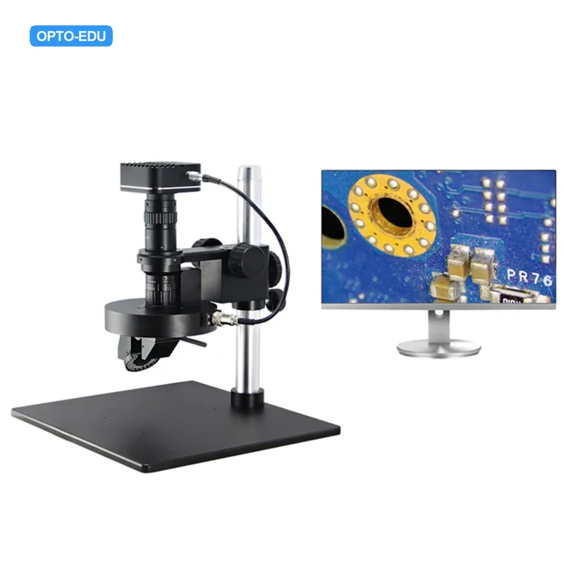 New OPTO-EDU A21.1611 2D/3D Auto Rotate Zoom Video Microscope Dual Light