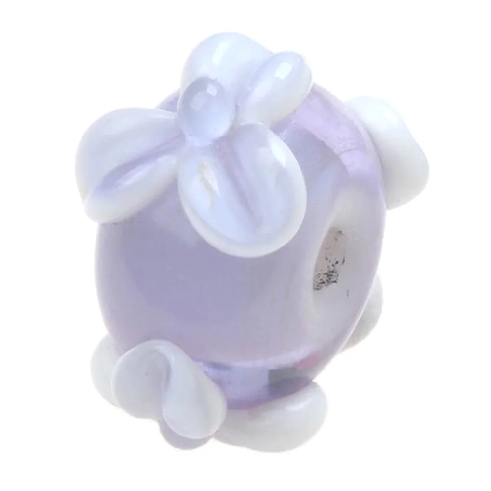 1PC Light Purple Retro Handmade Engraving Flower Lampwork Glass Beads For Charm Bracelets/Earring DIY Jewelry Making Accessories
