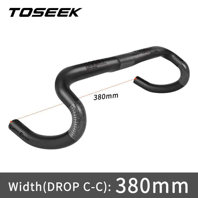 TOSEEK Vollcarbon-Lenker, 380/400/420/440 mm, gebogene Stange, schwarz, mattes Finish, Rennrad, Carbon-Lenker, Fahrradteile