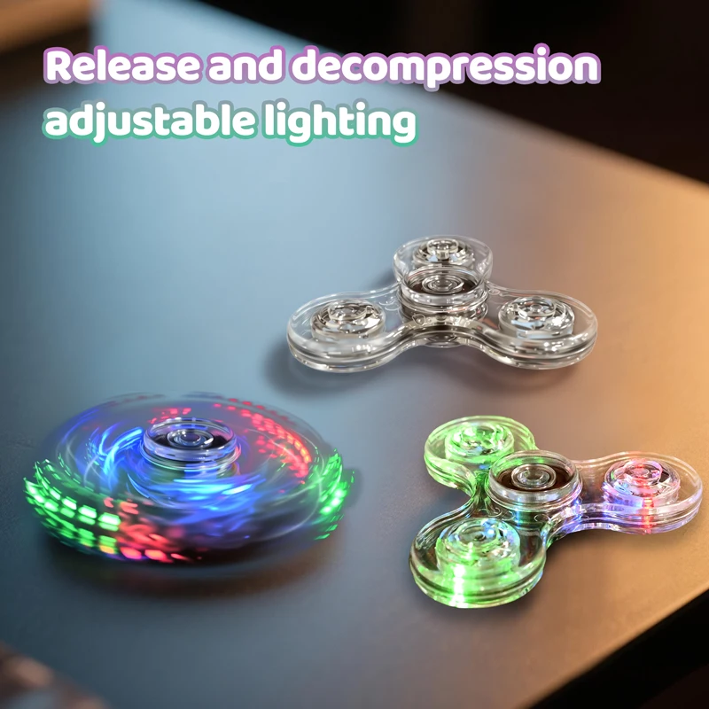 Luz LED luminosa Fidget Spinner mano Top Spinners que brilla en la oscuridad luz EDC Figet Spiner dedo alivio del estrés juguetes para niños regalo
