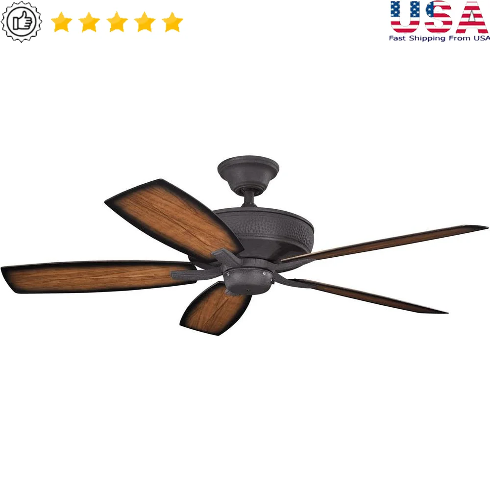 Ventilador de techo para exteriores de 52 pulgadas, Kit de luz para ventilador de Patio con ubicación húmeda, eficiente en energía, Compatible con circulación de aire, cocina y sala de estar