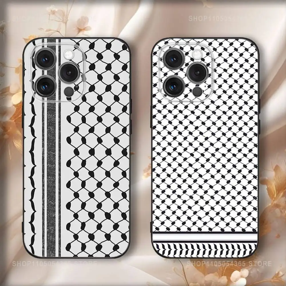 

H-Hattah Keffiyes Phone Case For iPhone 17,16,15,14,13,12,11,Pro,Max,Plus,Air,X,XS,XR,SE,8,7,Mini,Soft Black Funda