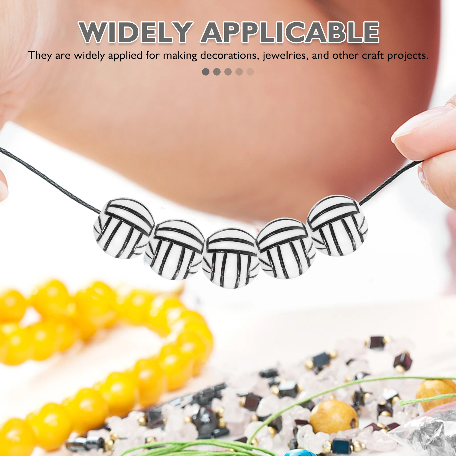 

100Pcs Volleyball Beads Acrylic Sports DIY Jewelry Accessories Bracelet Necklace Making Charms Loose Beads DIY Bead