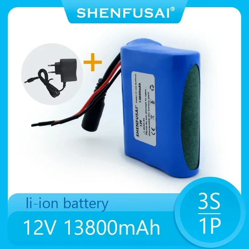 Pacote de Proteção de Bateria de Lítio Recarregável, Chargeur 1A, 100% Novo, 3S1P, 18650.18650.12V, 13800 mAh