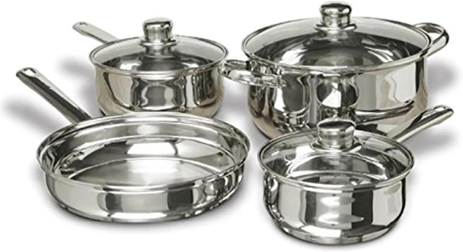 

7-Piece Stainless Steel Cookware Set with Pots and Pans for Even Cooking