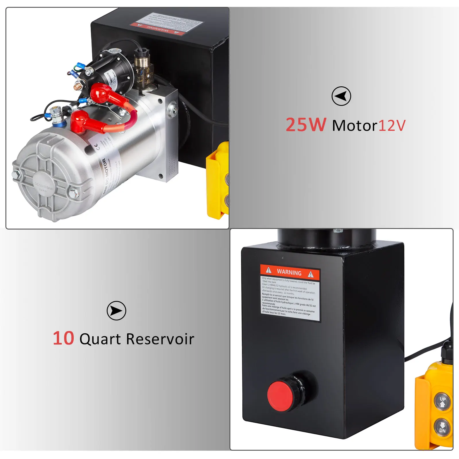 مصنع وحدة الطاقة الهيدروليكية عالية الجودة DC12V/1.6KW وحدة الطاقة الهيدروليكية من الحديد الزهر لمقطورة قلابة
