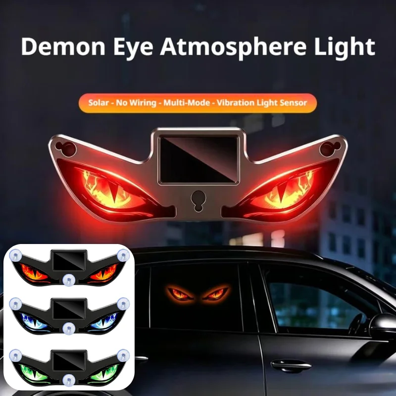 Dynamic Devil Eyes LED Car Sticker Suction Cup Windshield Decorative Light Animated Eye Window Display Light For Car Interior