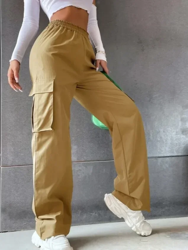 

25Oversize Pants Large Pockets Cargo Parachute Pants Women Streetwear Vintage Hip Hop Wide Leg Joggers Baggy Sweatpants Techwear