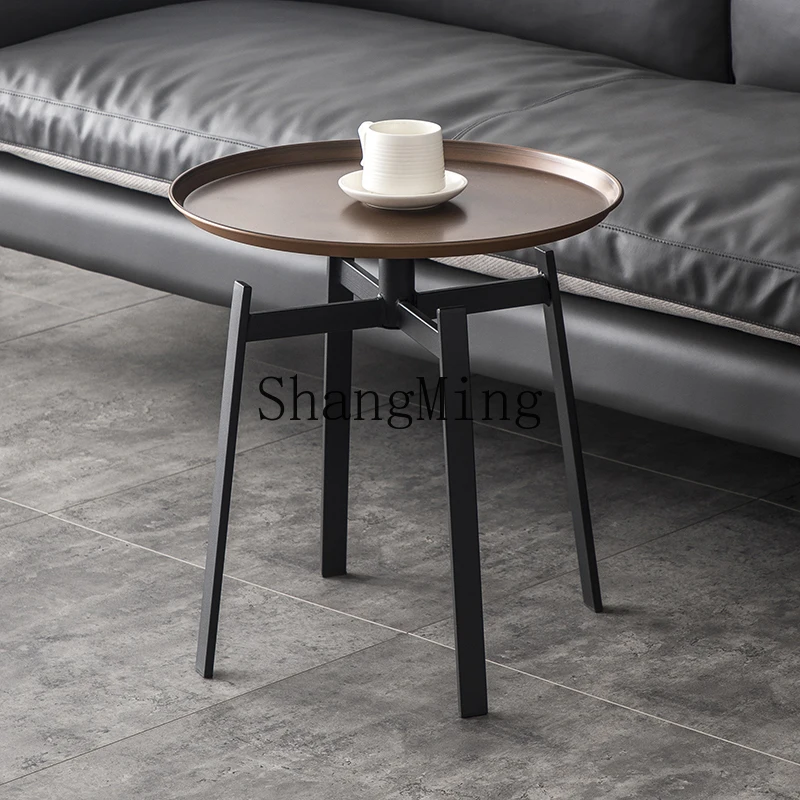

CL light luxury simple round metal edge model house industrial style modern small coffee table