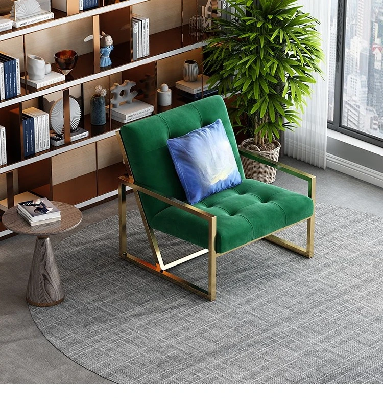 Post-modern light luxury sofa, modern simple stainless steel sofa