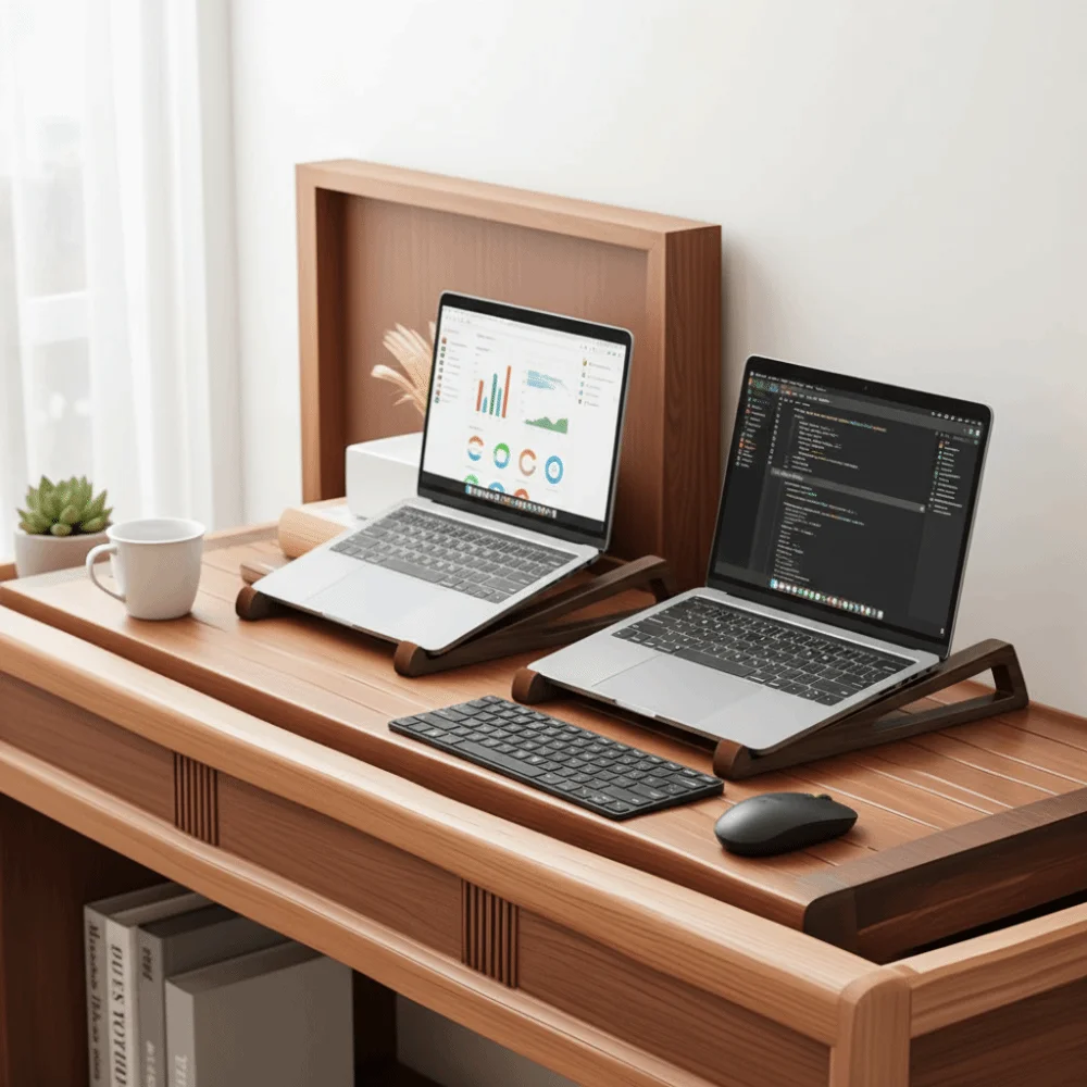 Ergonomic Design Portable Laptop Stand 12° Adjustable Angle Cooling Ventilation Foldable Laptop Stand Compact Size