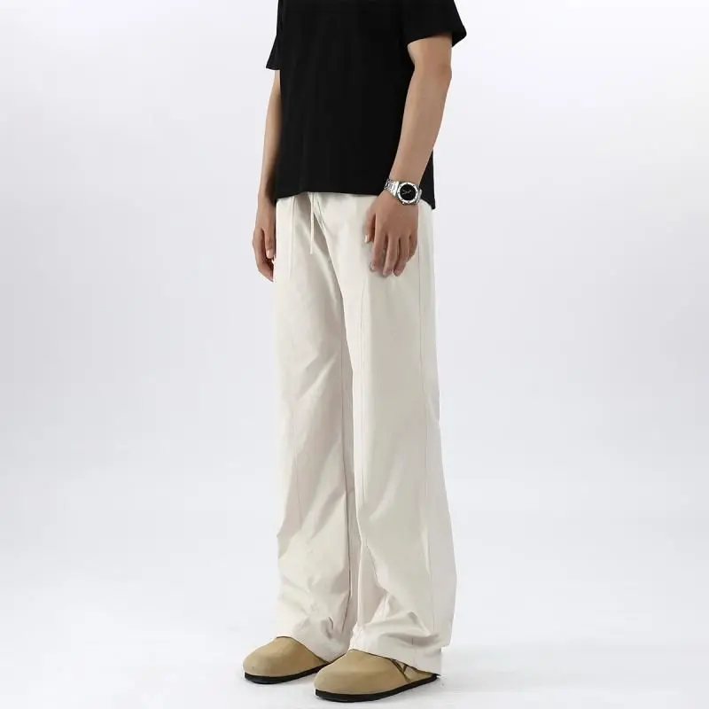 

American Solid Color Men's Spring and Autumn New Trend Ins High-end Sense Versatile Straight Wide-leg Casual Trousers Men