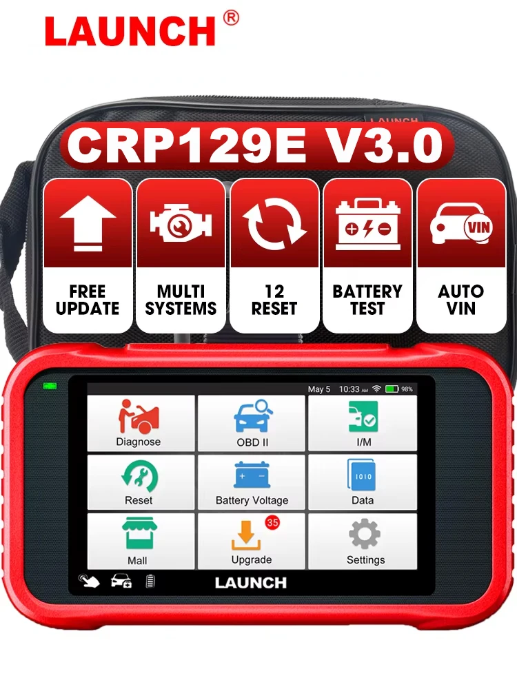LAUNCH CRP129E V3.0 Auto OBD2 Scanner 4-systeem Motor ABS SRS AT 12 Reset Olie/EPB/TPMS/BMS/Injector Codering, ABS Ontluchten FCA Auto VIN - afbeelding 2